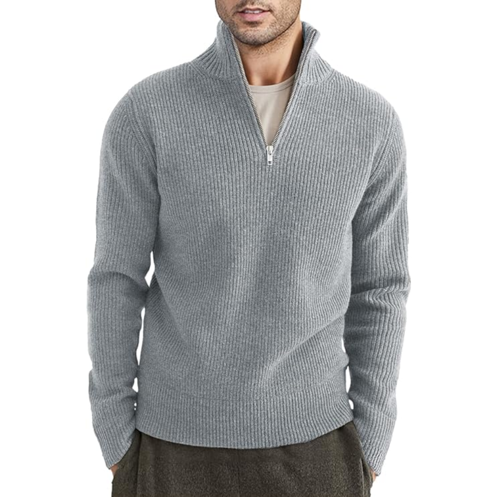 Herresweater med lynlås – Moderne italiensk design – 100 % bomuld