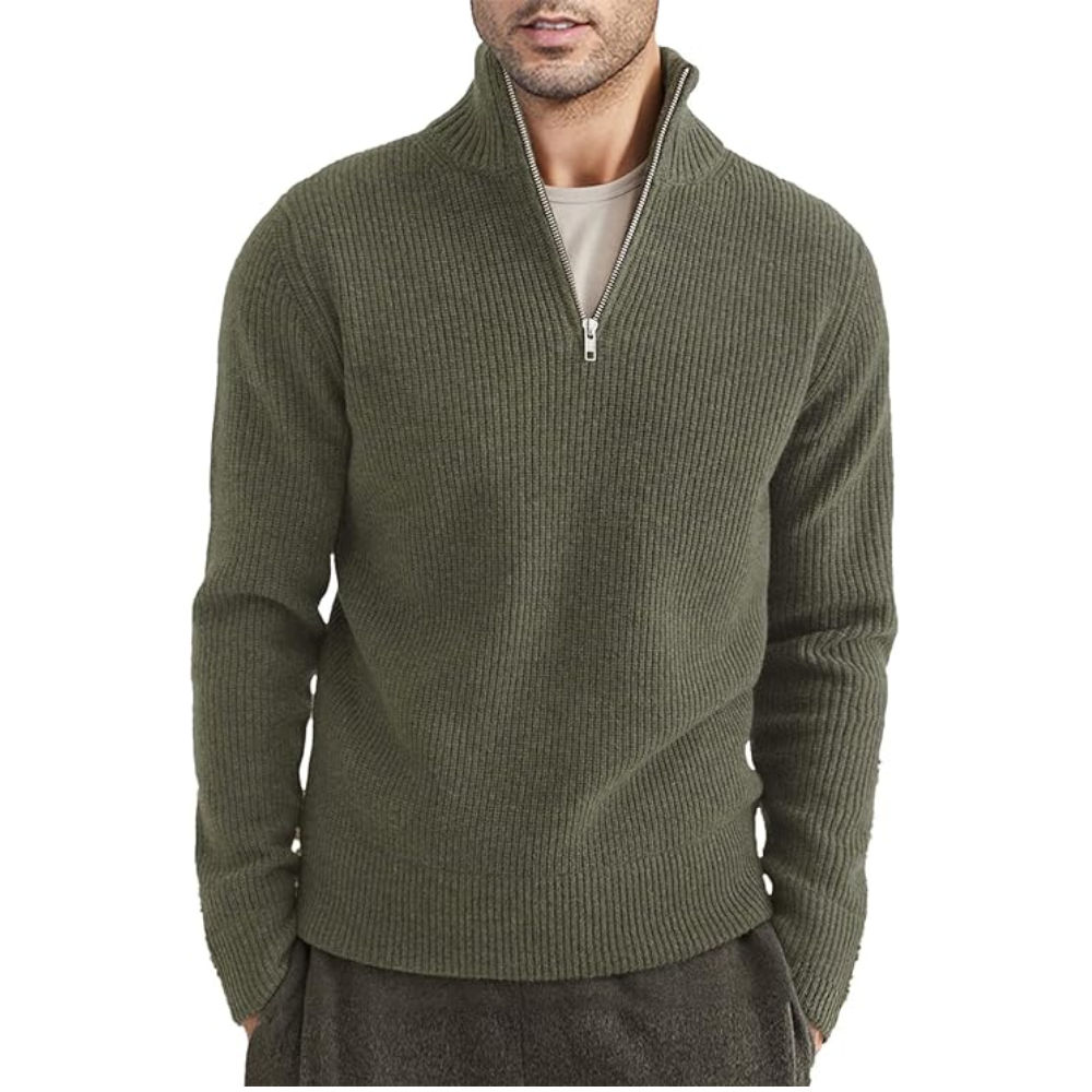 Herresweater med lynlås – Moderne italiensk design – 100 % bomuld