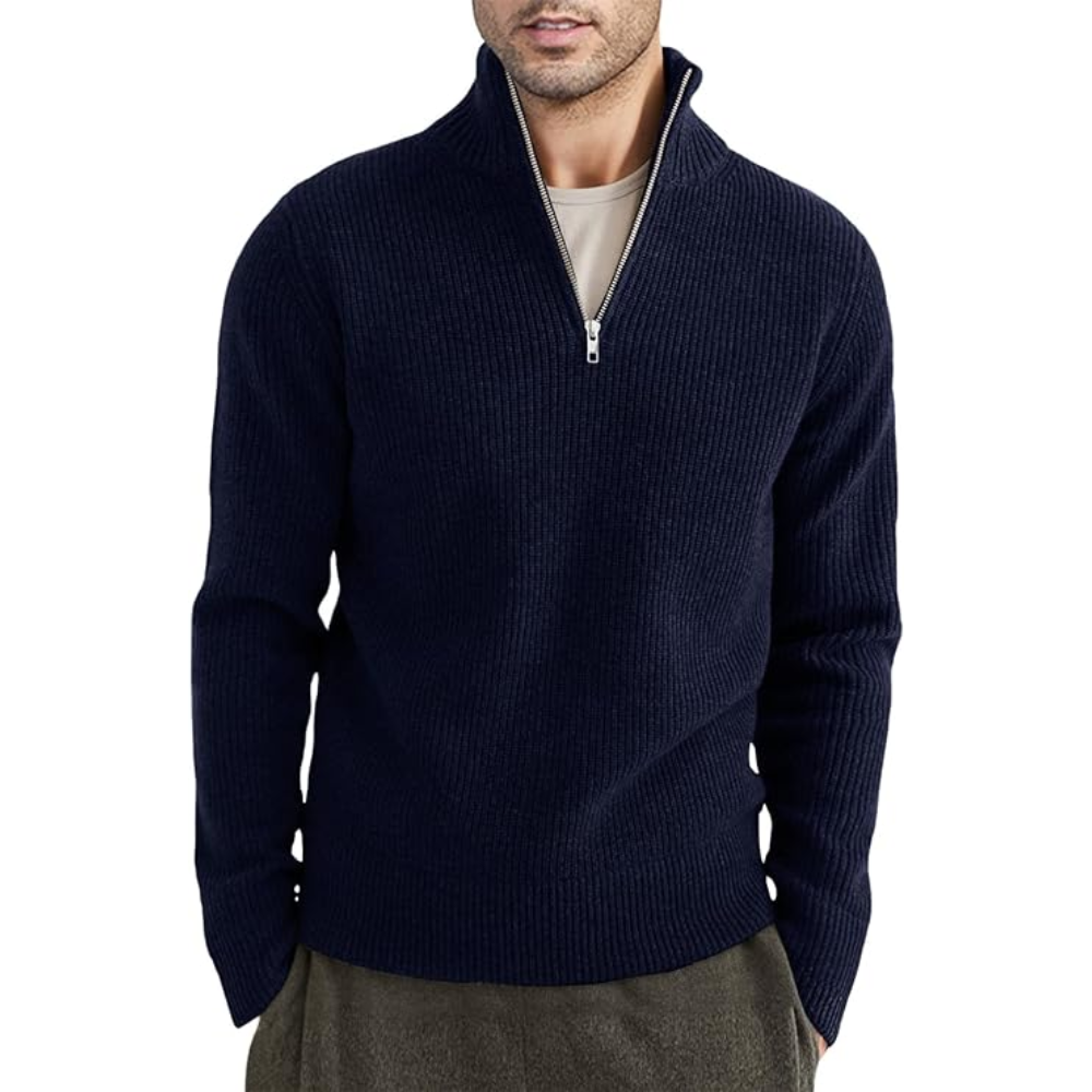 Herresweater med lynlås – Moderne italiensk design – 100 % bomuld