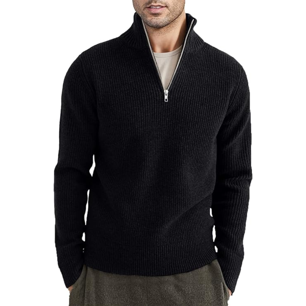 Herresweater med lynlås – Moderne italiensk design – 100 % bomuld