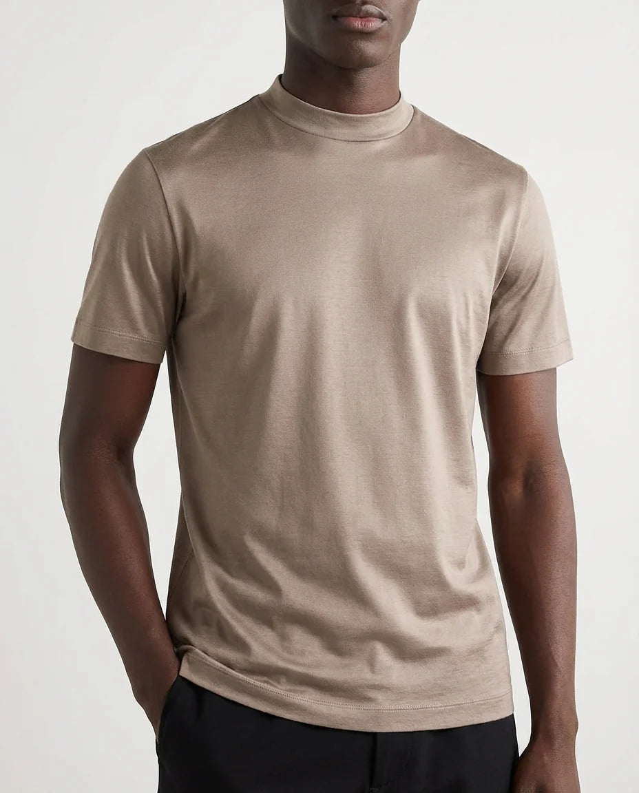 glansfuld t-shirt med rund hals
